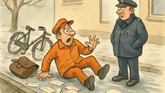 Witz: Briefträger stürzt bei Glatteis vor Polizist