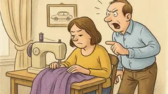 Witz: Sie näht, er gibt Fahranweisungen