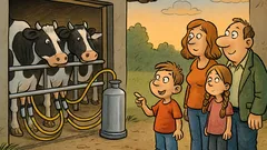 Witz: Jochen sieht Kühe an der Melkmaschine