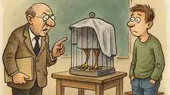 Witz: Zoologieprüfung – nur die Beine sichtbar