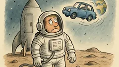 Witz: Schlüssel im Auto – Auto im All