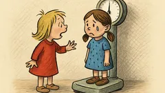 Witz: Zwei kleine Mädchen vor einer Waage…