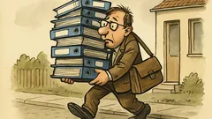 Witz: Ein Akten-mit-Nachhause-Nehmer beim Chef