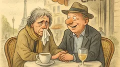 Witz: Ein Paar sitzt am Boulevard Saint-Germain