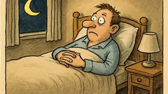 Witz: Beim Schlafen Hände über der Bettdecke