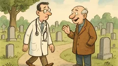 Witz: Der Doktor geht über den Friedhof…