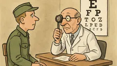 Witz: Augenarzt prüft Wehrpflichtigen bei der Musterung