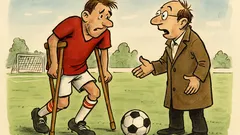 Witz: Der Mittelstürmer humpelt vom Fußballplatz…