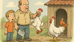 Witz: Emils Vater hat drei Hähne