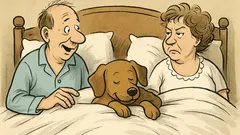 Witz: „Und wo schläft nachts Ihr Hund?“