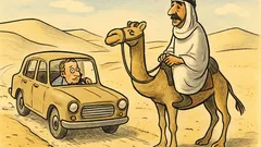 Witz: Ein Auto quält sich durch die Wüste