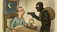 Witz: «Keine Bewegung, ich suche Geld!»