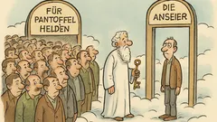 Witz: Zwei Himmelstore, zwei Warteschlangen