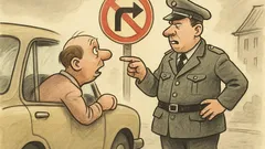 Witz: Wie bitte, Herr Wachtmeister—rechts abbiegen?