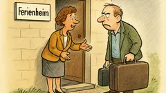 Witz: Heimleiterin begrüßt Urlauber an der Tür