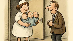 Witz: Der glückliche Vater wartet vor der Tür