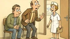 Witz: Zwei Männer im Wartezimmer der Entbindungsstation