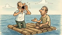 Witz: Zwei Schiffbrüchige auf einem Floß