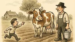 Witz: Nachbars Kuh steht auf unserem Feld!