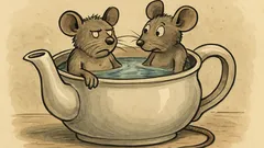 Witz: Zwei Mäuseriche sitzen in einer Kaffeekanne