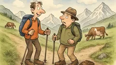 Witz: Zwei Freunde wandern in den Schweizer Alpen