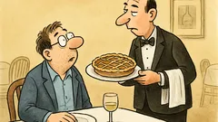 Witz: Fragt der Gast: Apfel- oder Pfirsichkuchen?