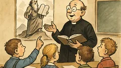 Witz: In der Bibelstunde fragt der Kaplan …