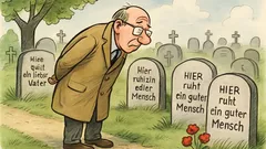 Witz: Man liest Friedhofsinschriften und fragt sich