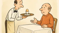 Witz: Der Kellner fragt: Frühstücksei hart oder weich?
