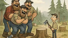 Witz: Ein Winzling beim Holzfällerwettkampf