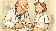 Witz: Warten Sie, Schwester, ich muss unterschreiben