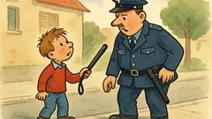 Witz: Ein Bub findet einen Gummiknüppel