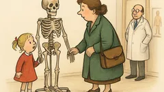 Witz: Klein Erna sieht beim Arzt ein Skelett