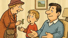 Witz: Tante zu Besuch—mach Händchen auf…