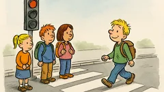 Witz: Alle Kinder halten vor der Ampel…