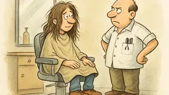 Witz: Ein langhaariger Junge im Friseurstuhl …