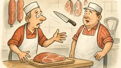 Witz: Der Metzger: „Wirf das Messer rüber!“