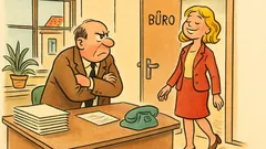 Witz: Eine Sekretärin verschläft den Arbeitstag