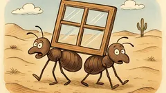 Witz: Zwei Ameisen tragen ein Fenster