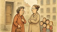 Witz: Zwei Nachbarinnen unterhalten sich im Treppenhaus