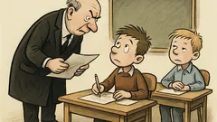 Witz: Der Schulrat prüft die Klassenarbeiten