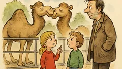 Witz: Ein Vater im Zoo bei Kamelen