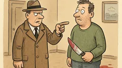 Witz: „Klare Sache, Sie sind der Mörder“