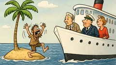 Witz: Ein Passagierschiff sieht einen Inselbewohner
