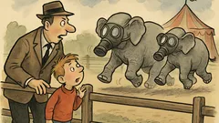 Witz: Sohn zum Vater: Papa, Elefanten laufen!