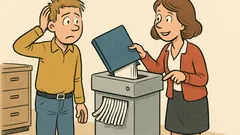 Witz: Der neue Lehrling vor dem Reisswolf