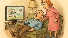 Witz: Ein Mann schläft beim Fußball ein