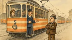 Witz: Sechs Straßenbahnen fahren an Graf Bobby vorbei