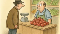 Witz: Ein Mann bestellt wurmstichige Äpfel