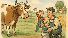 Witz: Vater, komm schnell – Nachbars Kuh!